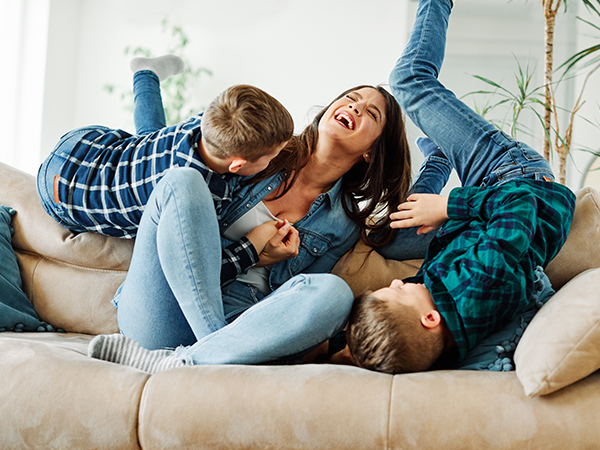 Family on a couch